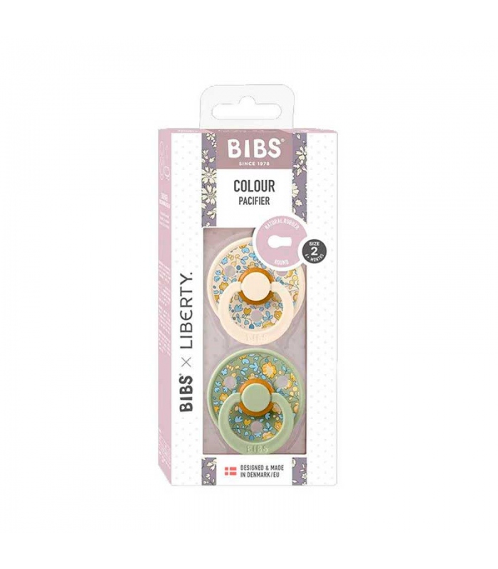 Pack 2 chupetes BIBS colours LIBERTY round eloise sage mix pack regalo