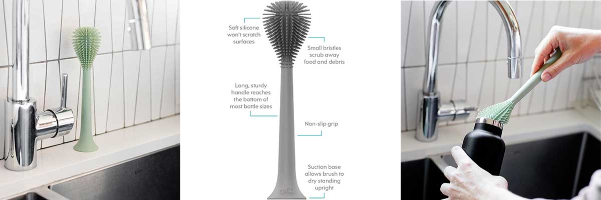 Diferentes imagenes del cepillo limpia biberones EZPZ